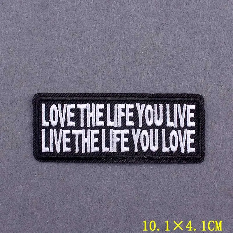 Embroidery Patch Black and white Iron On Patches For Clothing DIY Slogan Badges On Backpack Hippie Hook Loop Patches On Clothes
