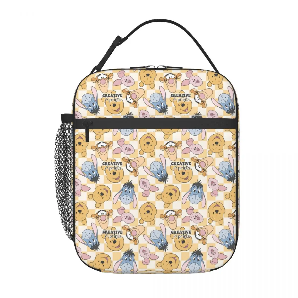 Lancheiras personalizadas com isolamento de urso amarelo Winnie Pooh para mulheres Kawaii Cartoon Refrigerador térmico Bento Box para viagem ao ar livre