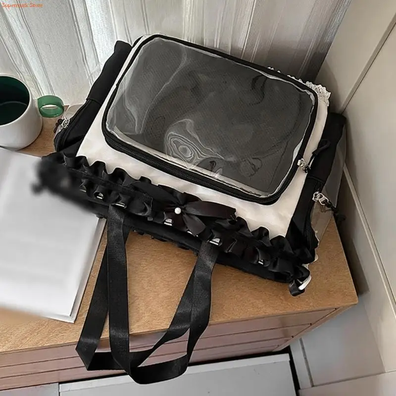 

Q5WE Japanese Fashion Large Capacity Clear Bag Shoulder Bag Otaku Fashion Addition Thin For Daily Use