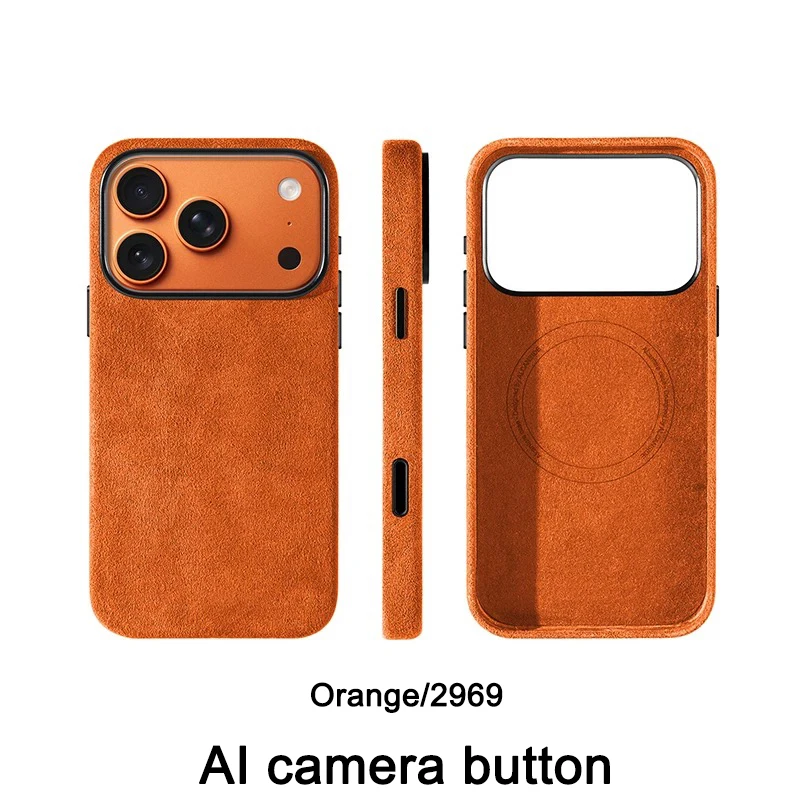 Echte Alcantara Magnetische Case voor iPhone 17 Pro Max Cover met Magsafe Smart Camera Knopbeschermer Cases voor iPhone 17 Pro Max