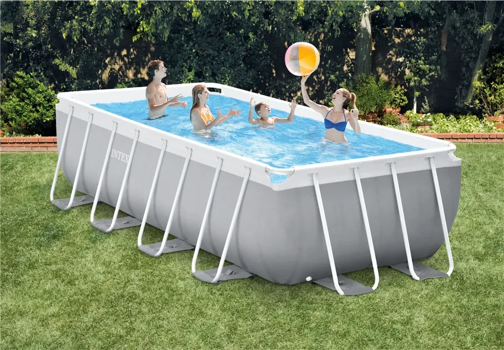 GROUND POOL PRISM STEEL FRAME RECTANGULAR SWIMMING POOL SET INTEX 26792 Outdoor ABOVE