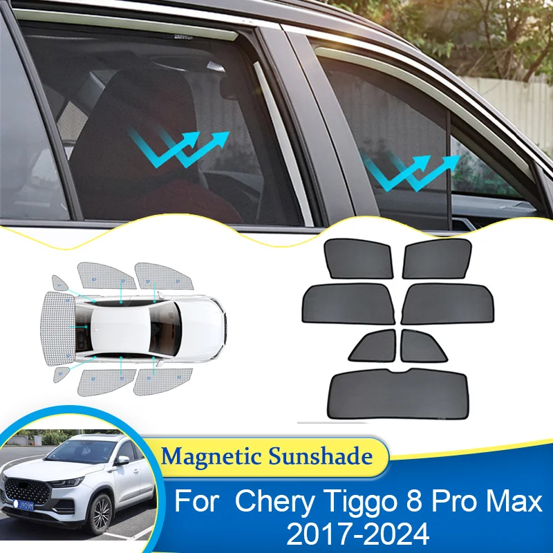 For Chery Tiggo 8 Pro Max Chirey Fownix DR 7.0 Ebro S800 2017~2024 Sunshade Magnetic Curtains Shading Visor Net Mesh Accessories