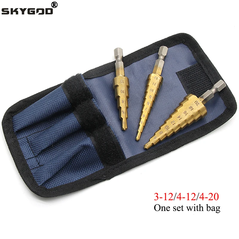 

3 Pieces/set of Hexagonal Tower Drill High-speed Drill Bit Titanium-plated Metal Drill Bit Tool Set 3-12mm 4-12mm 4-20mm