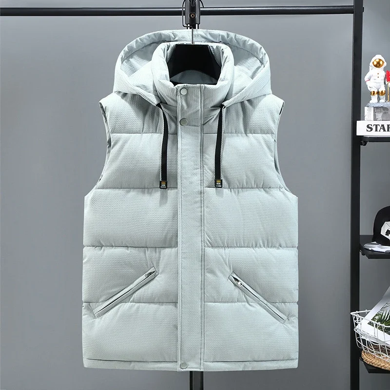 S-8XL Down vest men's autumn and winter new tooling warm trendy brand cotton vest outer wear