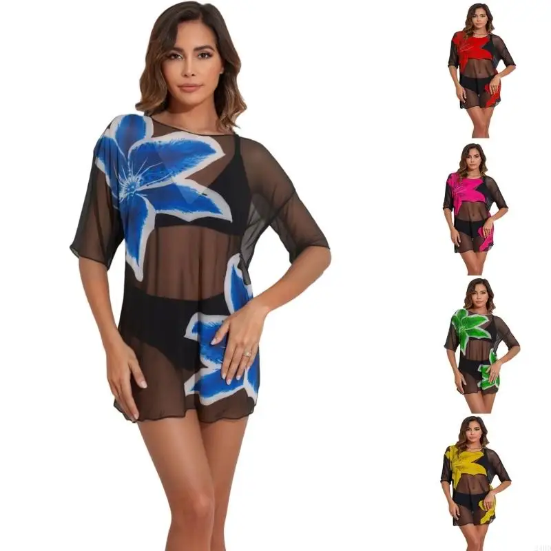 3-teiliges Damen-Schutz-Mesh-Tankini-Outfit mit trendigem Aufdruck und Sonnenschutztechnologie für Poolspaß 24BD