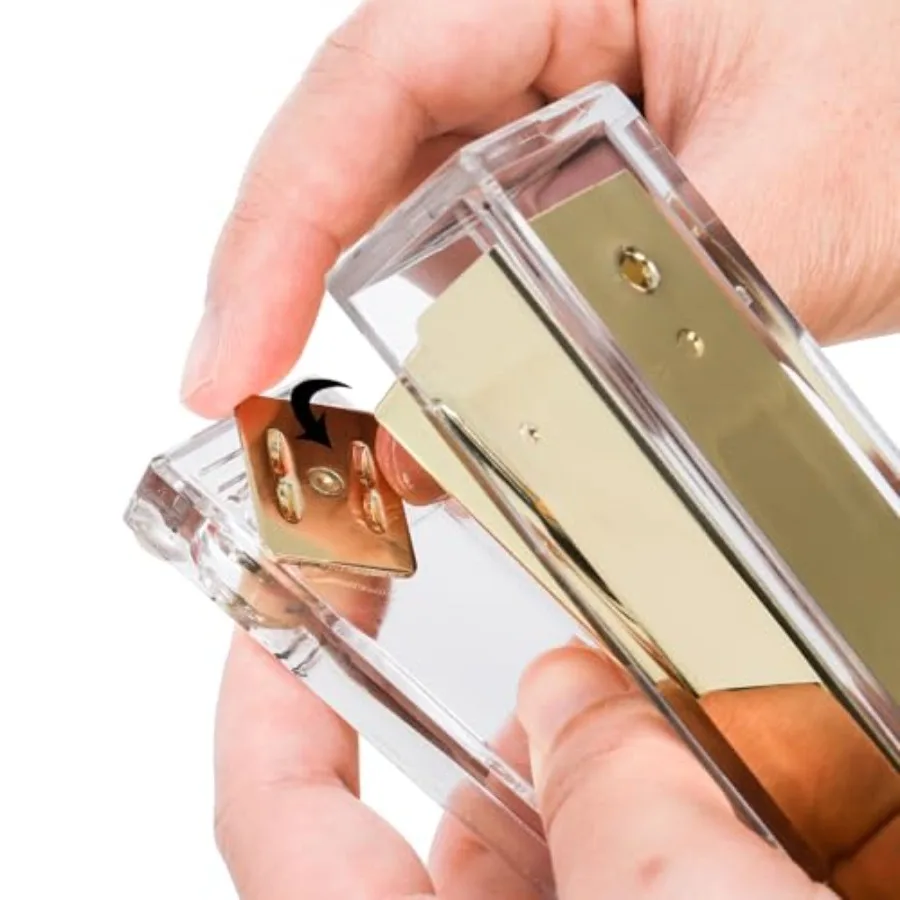 Conjunto de grampeador e dispensador de fita dourada acrílica, acessórios de mesa, material de escritório, inclui removedor de grampos de fita e 1000 peças 24 6 grampos