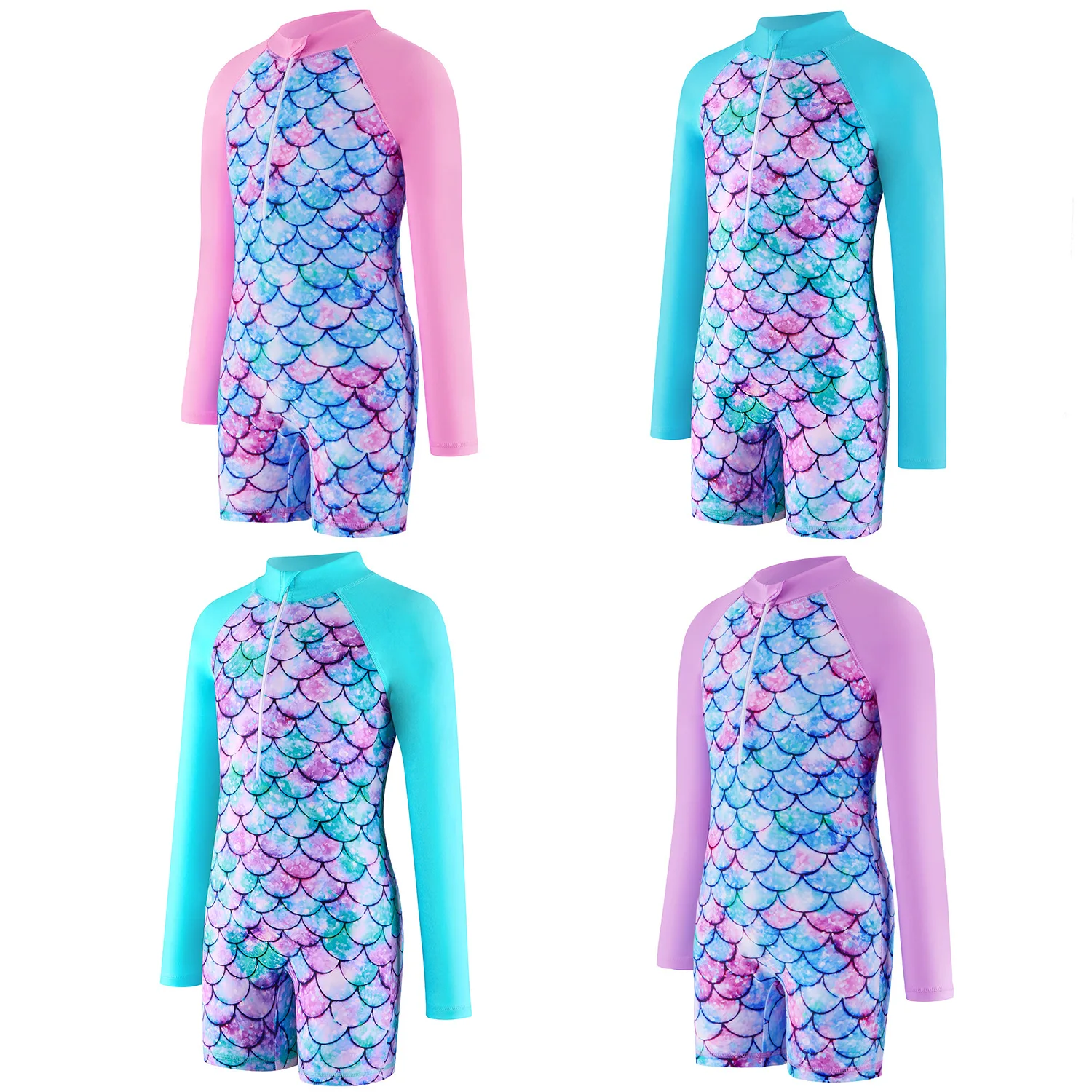 Badeanzug Kinder Sommer Meerjungfrau Mädchen einteilig Langarm Schwimmen Strand tragen Kinder Kinder Sport schnell trocknend Badeanzug – Detail 26