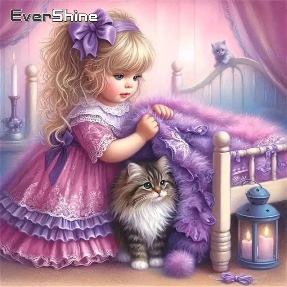 Evershine Diamant-Gemälde, Hund, Tier, Cartoon, komplett, quadratisch, rund, Diamant-Mosaik, Badezimmer, DIY-Bastelset, Heimdekoration