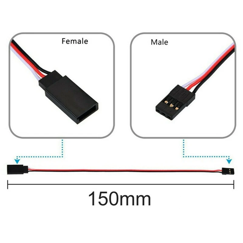 25 Pcs JR Style Servo Extension Cable,Servo Cables,Male to Female JR Plug, RC Servo Extension Lead Wire for RC Car