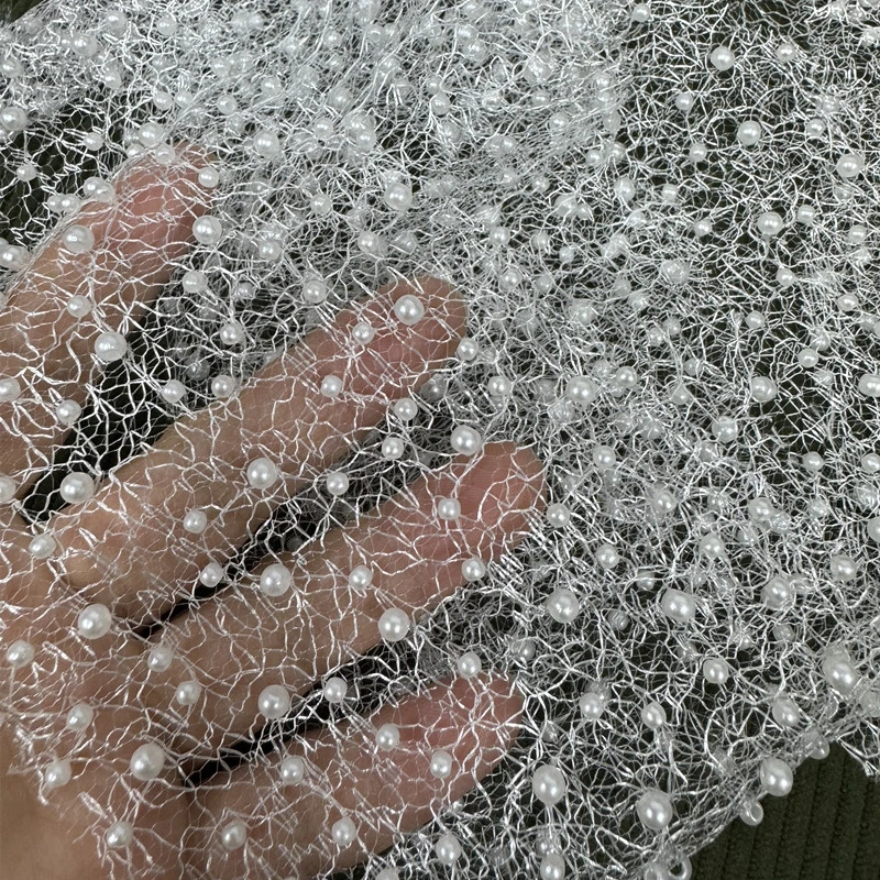 

Вышитая кружевная ткань, маленький жемчуг для свадебного платья, детская одежда, дизайнерская ткань ручной работы «сделай сам» для шитья