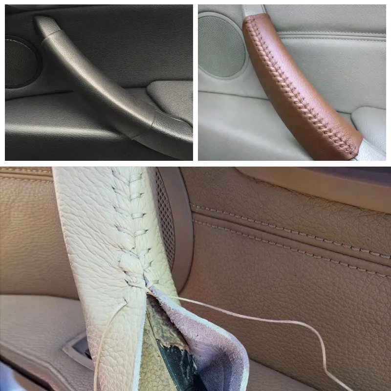 1 PC สําหรับ BMW X5 E70 X6 E71 2007 2008 2009 2010 2011 2012 2013 ของแท้หนังภายในประตูแผงฝาครอบ Trim