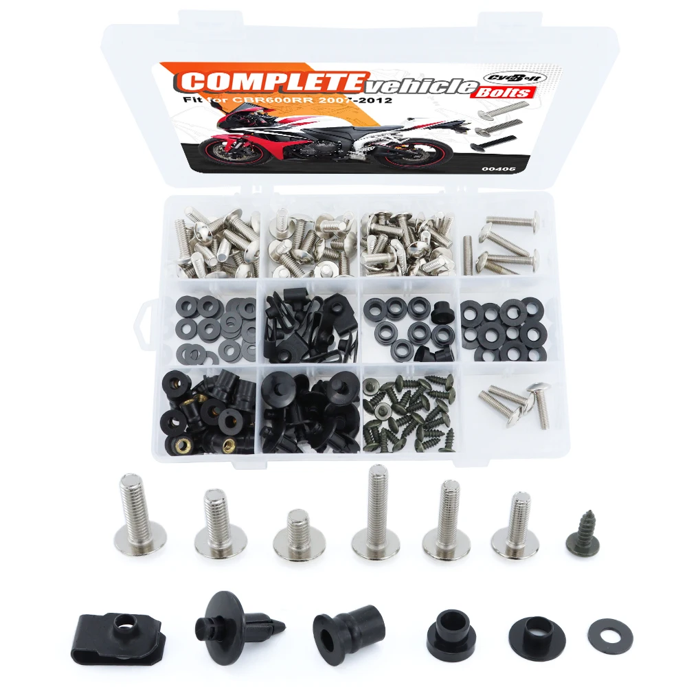 

For Honda CBR600RR 2007 2008 2009 2010 2011 2012 Motorcycle Complete Full Fairing Bolts Kit Fairing CIips Nuts Screws Grommets