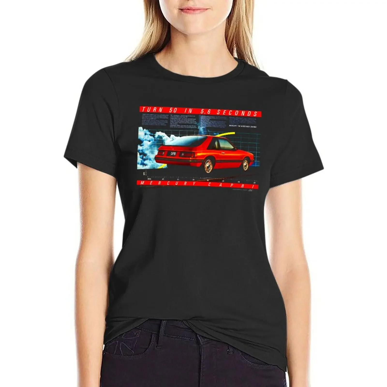 

MERCURY CAPRI T-Shirt vintage clothes graphics blacks summer clothes for Women