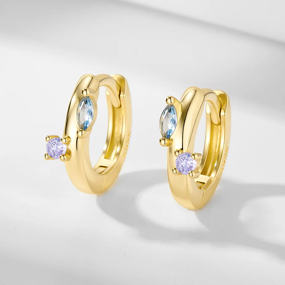 Dave&di S925 Pure Silver Minimalist Polished Diamond-embedded Ear Clips European & American Cross-border Luxury French-style Co
