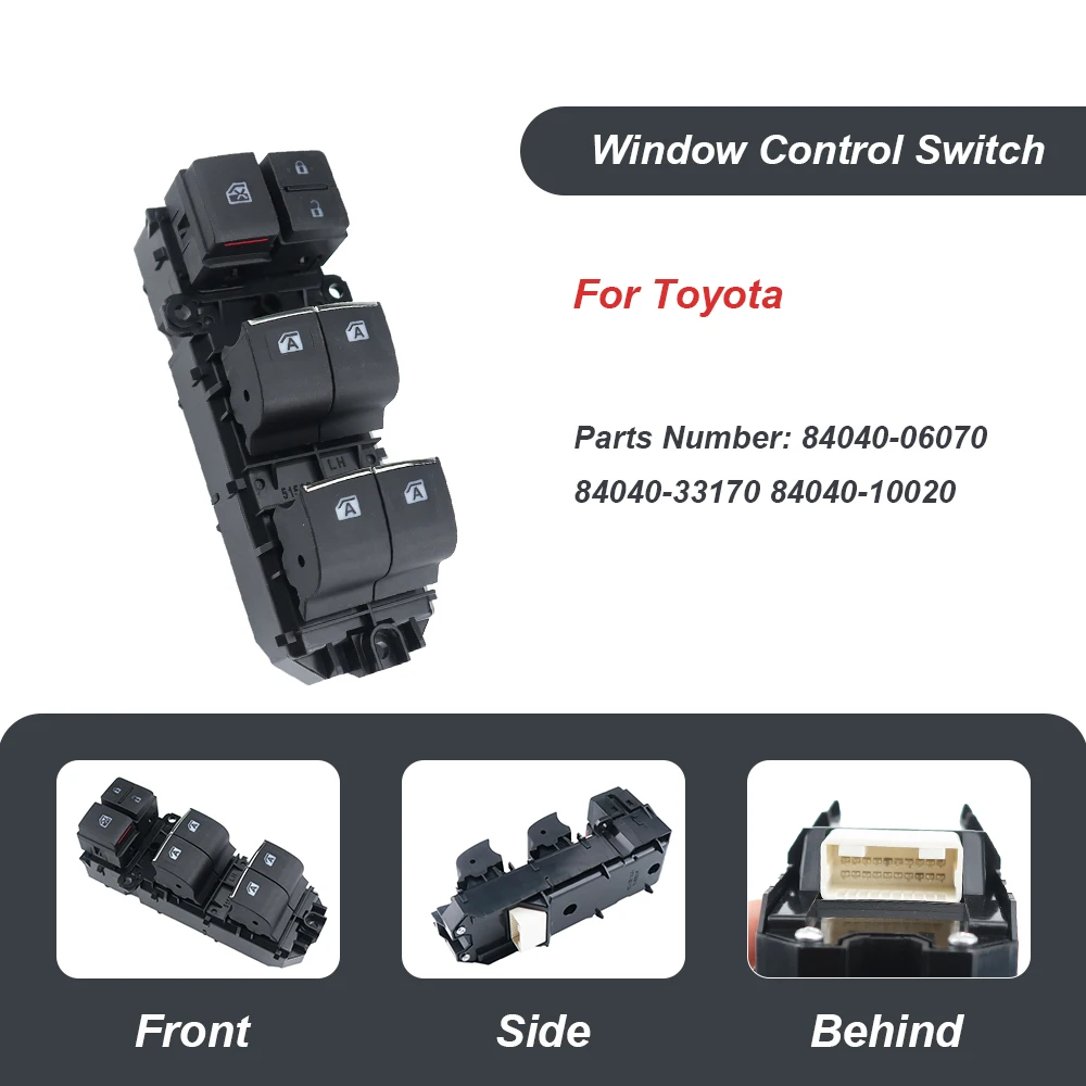 

For Toyota RAV4 Yaris Corolla Power Window Switch Button Lighted LED Left Driving Backlight 84040-06070 84040-33170 84040-10020