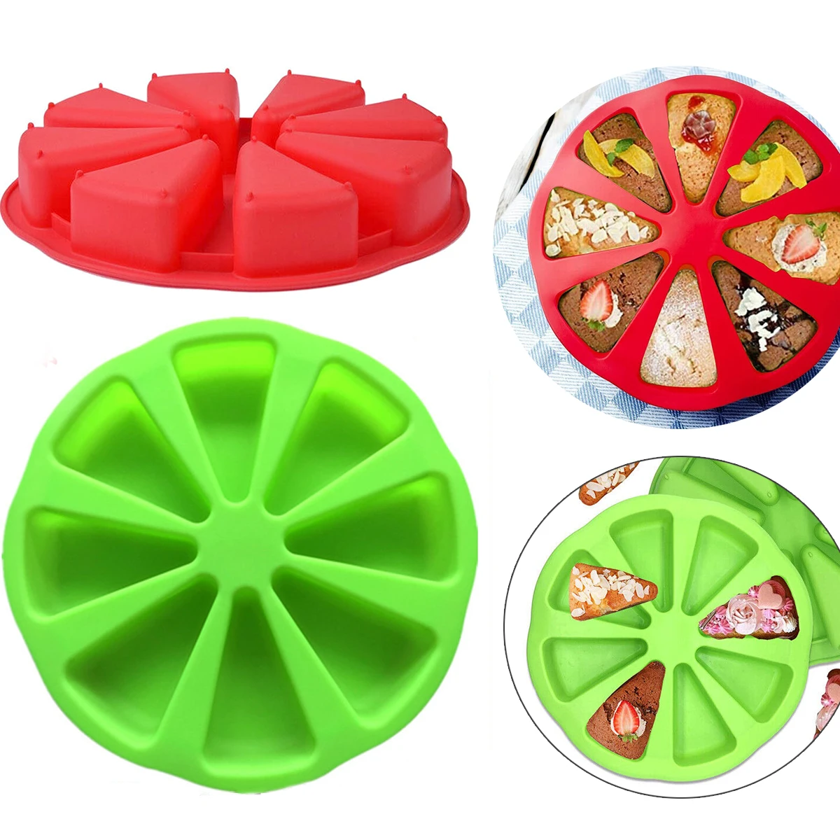 2024 New Silicone 8 Holes Orange Shaped Pizza Pan Fondant Pastry Scone Pans Tools Cake Oven Bread Bakeware Cake Mould