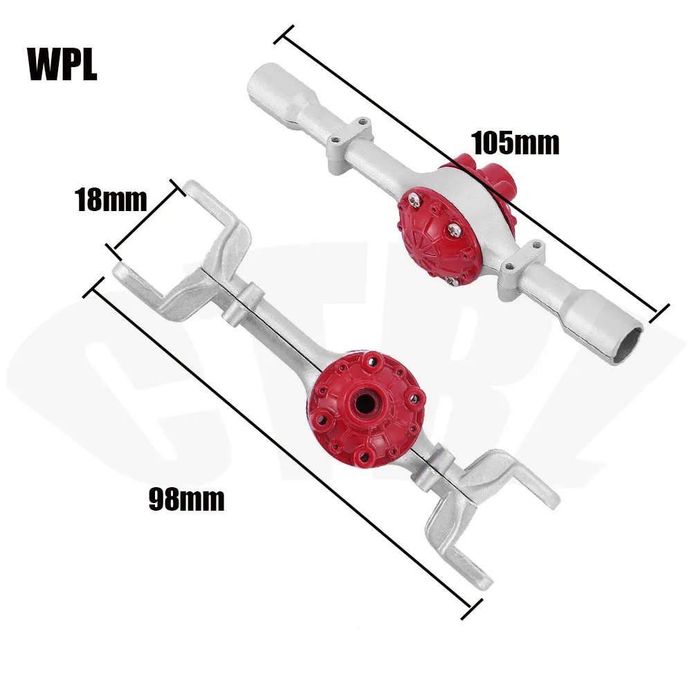 Remote Control Model Metal Axle Box Front and Rear Axle Housings, Suitable for 1/16 WPL B16 C14 C24 MND90 91 99S RC Car Upgrade