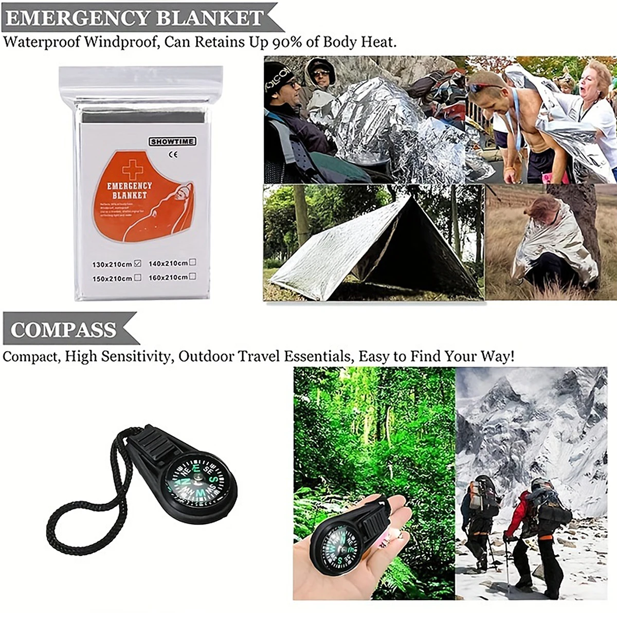 A comprehensive wilderness emergency kit for camping, fishing and emergency situations - including scissors, tweezers and more