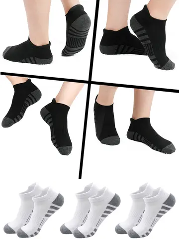 6/24Pairs Ankle Athletic Running Socks Cushioned Breathable Low Cut Sports Tab Socks For Men And Women