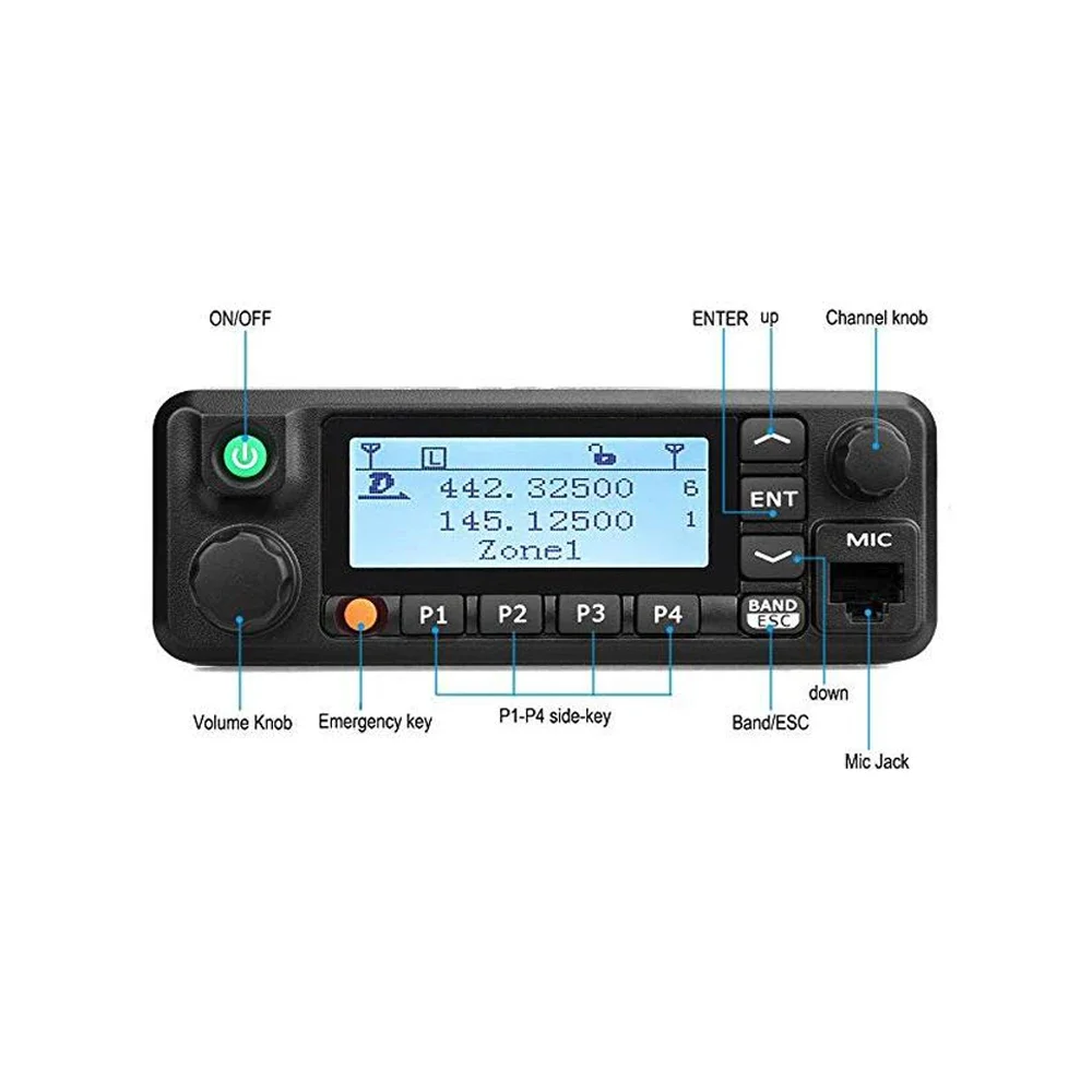 AES256 TYT MD-9600 GPS High Power 50W Dual Band VHF UHF DMR Digital Mobile Car Radio