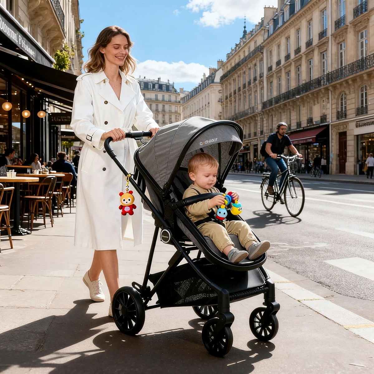 Newborn Bassinet Stroller Facing Parent & Outward, 3 Position Seat Recline Lightweight Foldable Baby Carriage for Infant Toddler