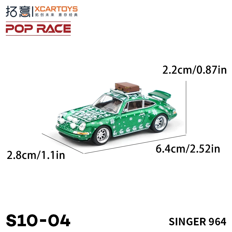 Xcartoys PopRace 1/64 Model Car 964 Christmas Set (Singer+Targa) Alloy Diecast Vehicle Toy Festival Gifts for Teenagers Adults