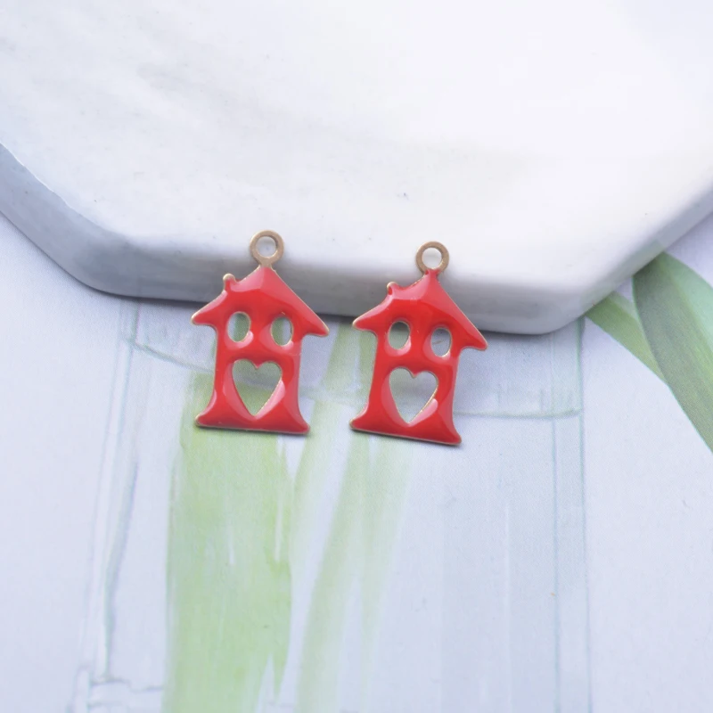 30 Stück Kupfer beidseitig emaillierte Liebeshaus-Anhänger, lila Emaille, kleine Anhänger für DIY-Halsketten und Armbänder, Zubehör im Großhandel – Detail 9