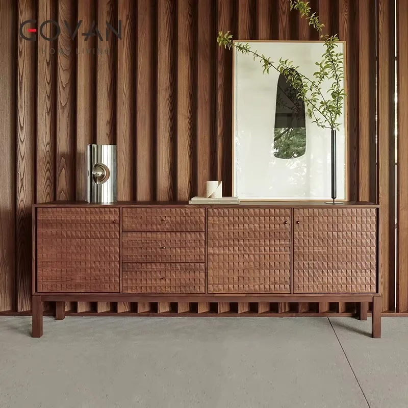 Nordic-Style Solid Wood Indoor Dining Sideboard Ideal for Home Dining Rooms and Living Rooms Ash Wood Storage Cabinet Set