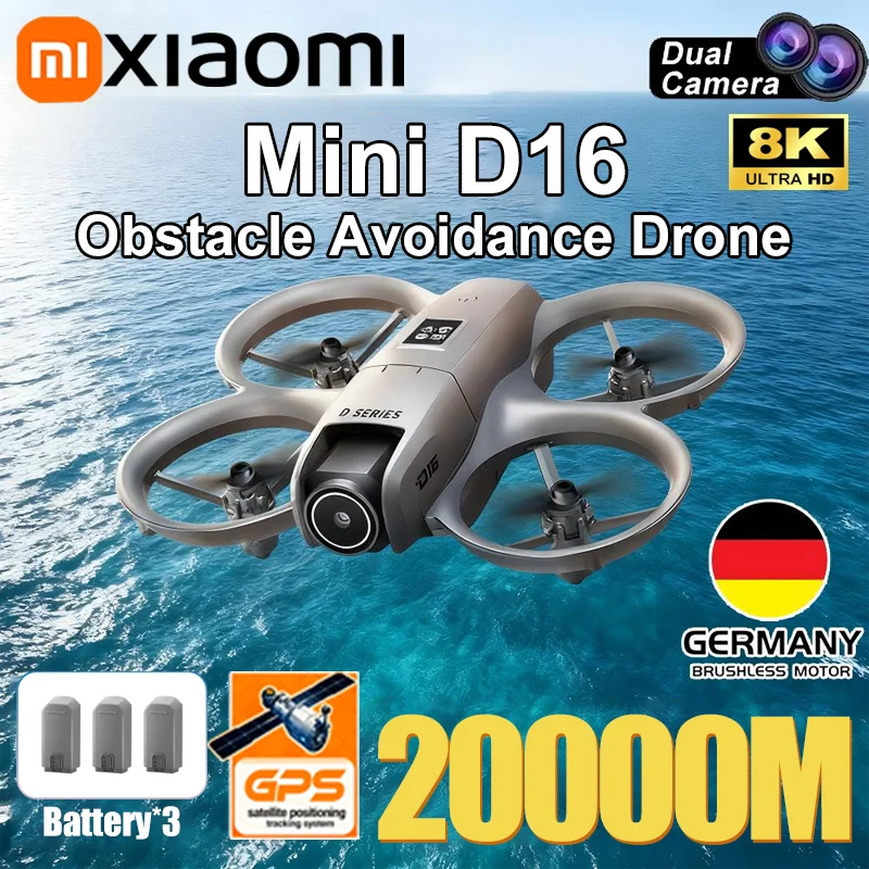 Drone Xiaomi D16 Pro 8K Aerial HD Profesional Helikopter Kamera Ganda Drone GPS Motor Tanpa Bushless Penghindaran Posisi Aliran Optik