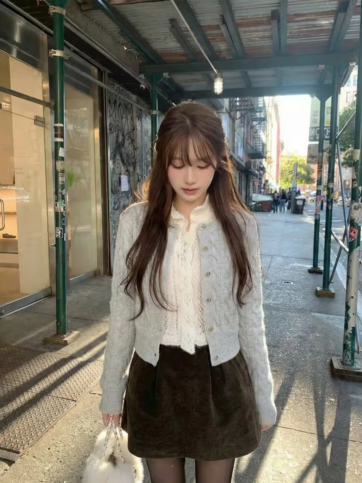 

MOSA Женский вязаный приталенный свитер, топ, круглый кардиган, плиссированная юбка с высокой талией, комплект для поездок на работу, длинный свеч o...