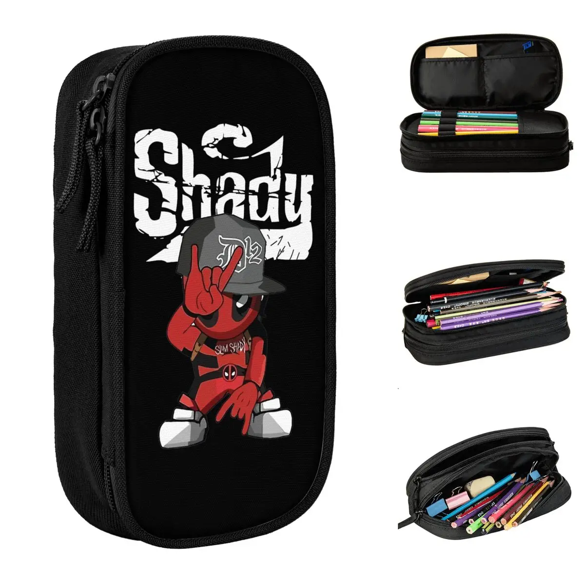 Eminem Slim Shady Pencil Case Pencilcases Pen Box for Student Large Storage Bags School Supplies Zipper Stationery