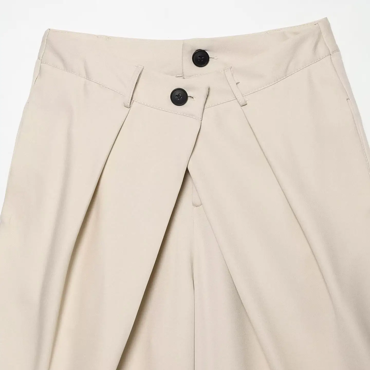 ZADATA Women's Casual Loose Straight Leg Pants Simple Summer Fashion 2026 Natural Waist Button Fastening Other Material
