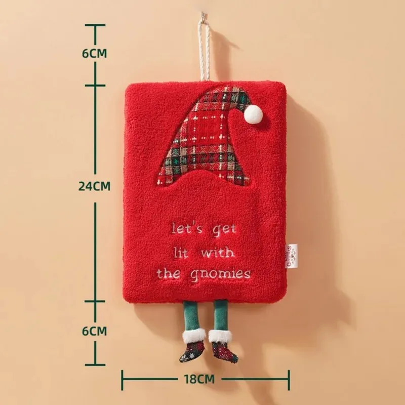 New Christmas Hand Towel Hanging Type Thickened Coral Fleece Towel Kitchen Absorbent Quick Drying Rag Cartoon Hand Towel