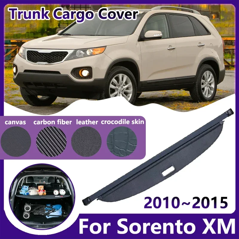 For Kia Sorento XM MK2 2010~2015 Car Trunk Curtain Cargo Cover Luggage Trey Partition Shelter Shielding Shades Auto Accessories