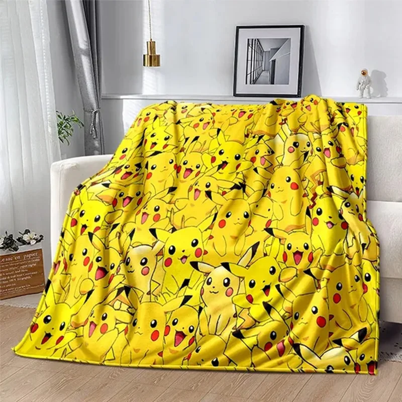 

Pokemon Pikachu Kawaii Cartoon Anime Hd Camping Blankets for Children Sofa Thin Blanket Modern Fashion Friends Gift