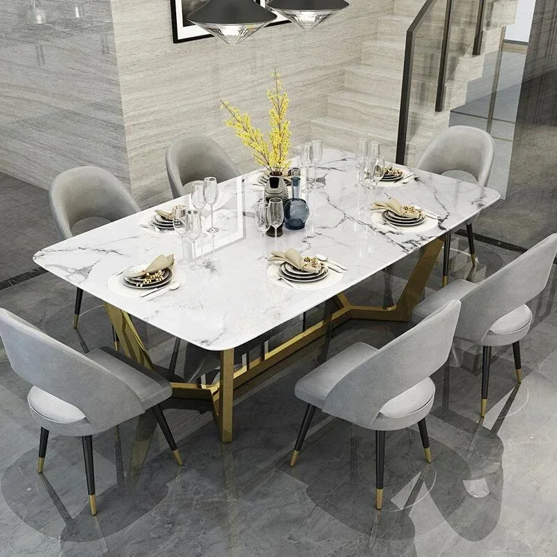 Premium Advanced  Mavisun Nordic Stainless Steel Dinette Combination Simple Designer Creative Luxury Rectangular