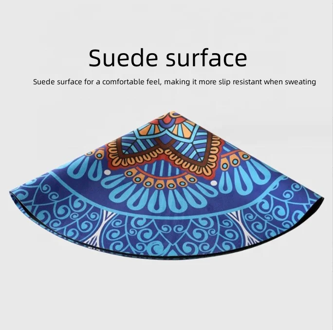 4mm rubber suede printed circular yoga mat eco  friendly fitness meditation Non slip Natural Suede Round Yoga Mat