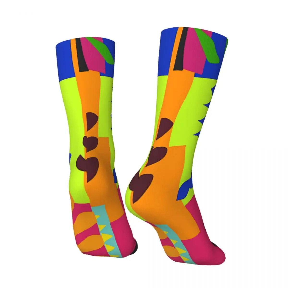 Retro Matisse Inspired Colorful Collage Crazy Men's Socks Unisex Geometric Street Style Pattern Printed Novelty Crew Sock