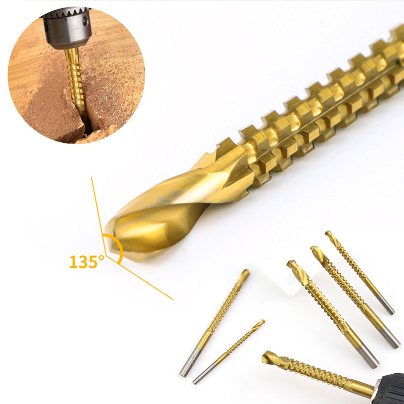 3/6pcs 3-8mm Titanium Coated HSS Drill Bit Electric Drill Plastic Metal Hole Grooving Drill Saw Carpenter Woodworking Tools 