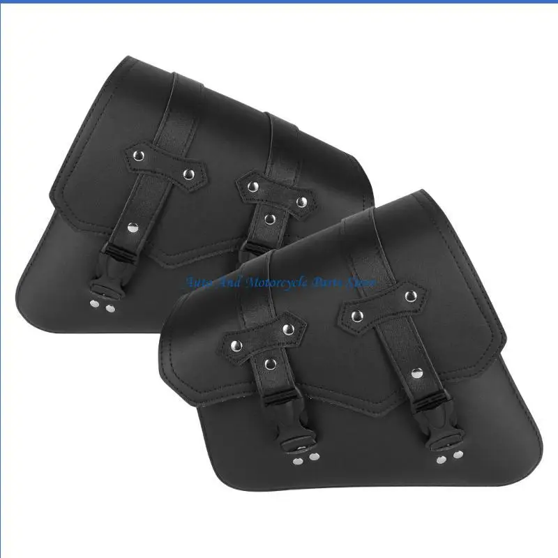 

P9FD Universal Fit Motorcycle Saddlebags PU Leather Side Bags Secure Storage Saddlebags for Riders Seeking & Function