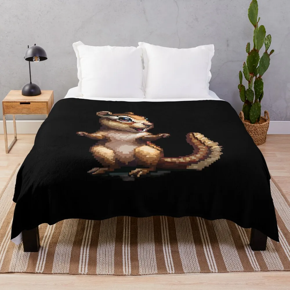 Pixelated Chipmunk Artistry Throw Blanket Sofas Winter beds christmas gifts for winter Blankets