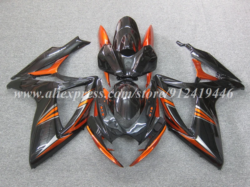 4Gifts New ABS Motorcycle Fairings Kit Fit For SUZUKI 600 750 K6 2006 2007 06 07 Bodywork Set Custom Black Orange