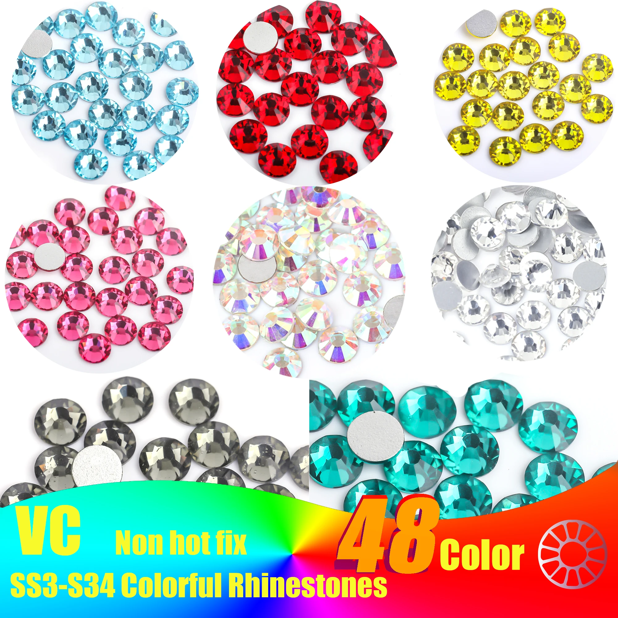 SS3~SS30 AAAAA Top Quality Crystal Non Hotfix Nail art Rhinestone Super Bright Glass Strass 3D Nail Art Decoration