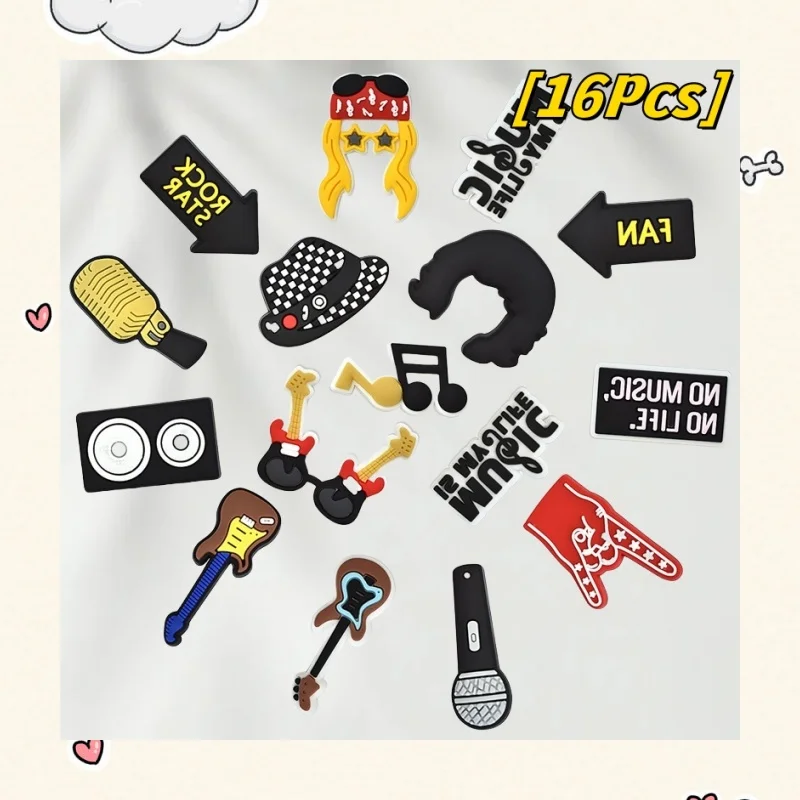 

Popular Singer rock music Series for Cartoon PVC Shoe Charms Instrument microphone Accessories for Classic Clog Gifts