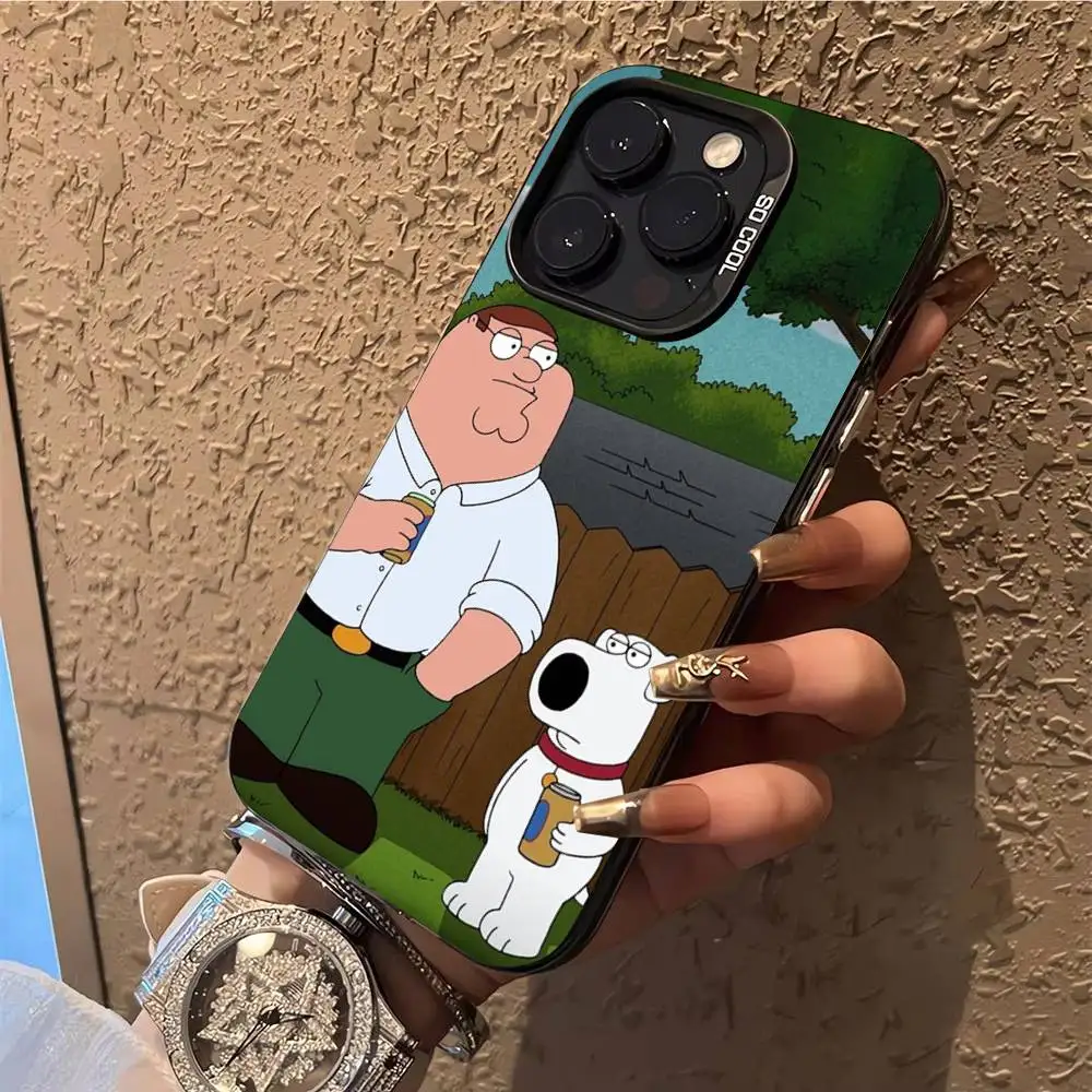 Милый чехол для телефона F-Family G-Guys для iPhone 17,16,15,14,13,12,X,8,Pro,Max,Plus,E,SE4,Air,Mini IMD, матовый черный