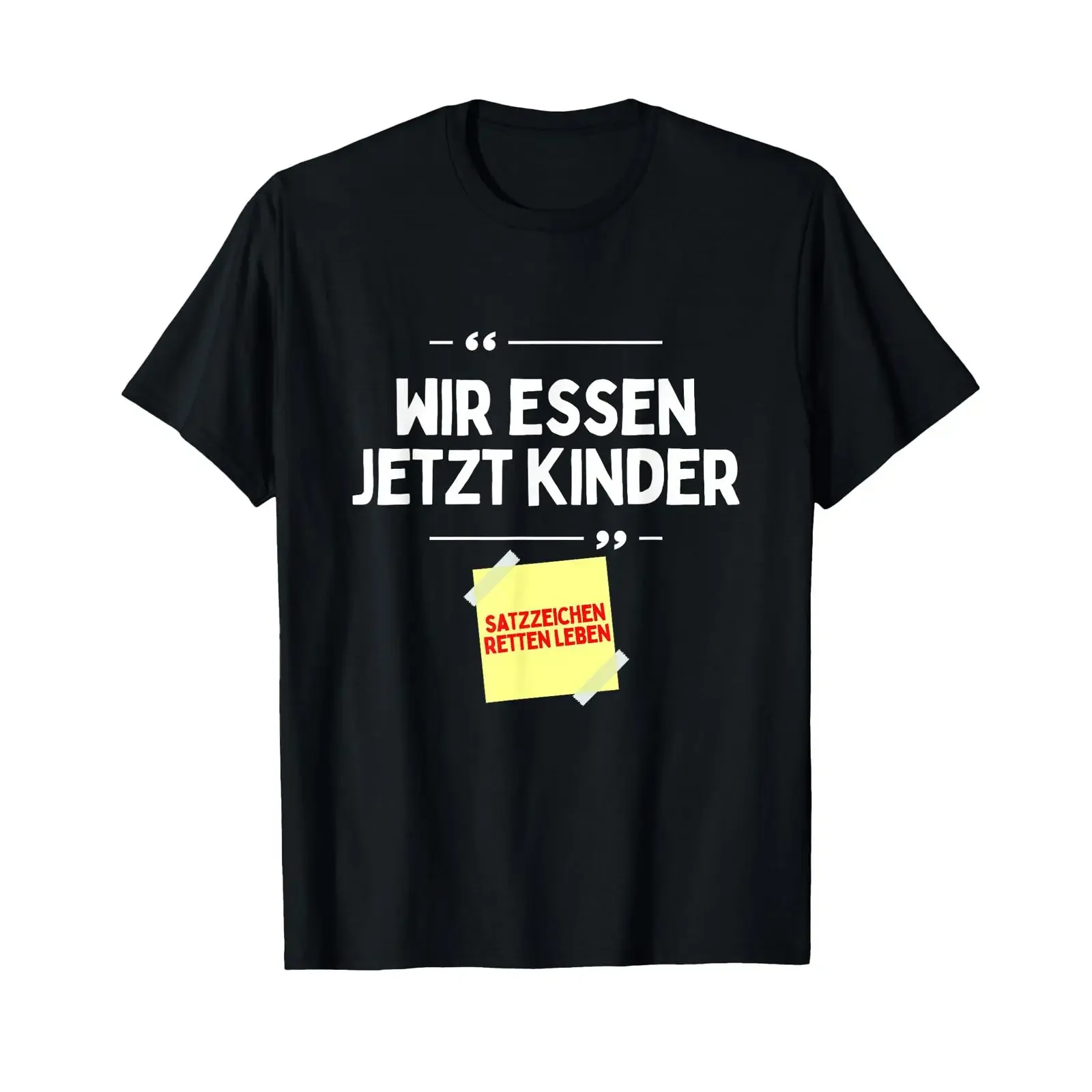 Komm wir essen Children's Punctuation Sign Comma Funny Sayings T Shirt black vintage Washed Versatile Comfortable