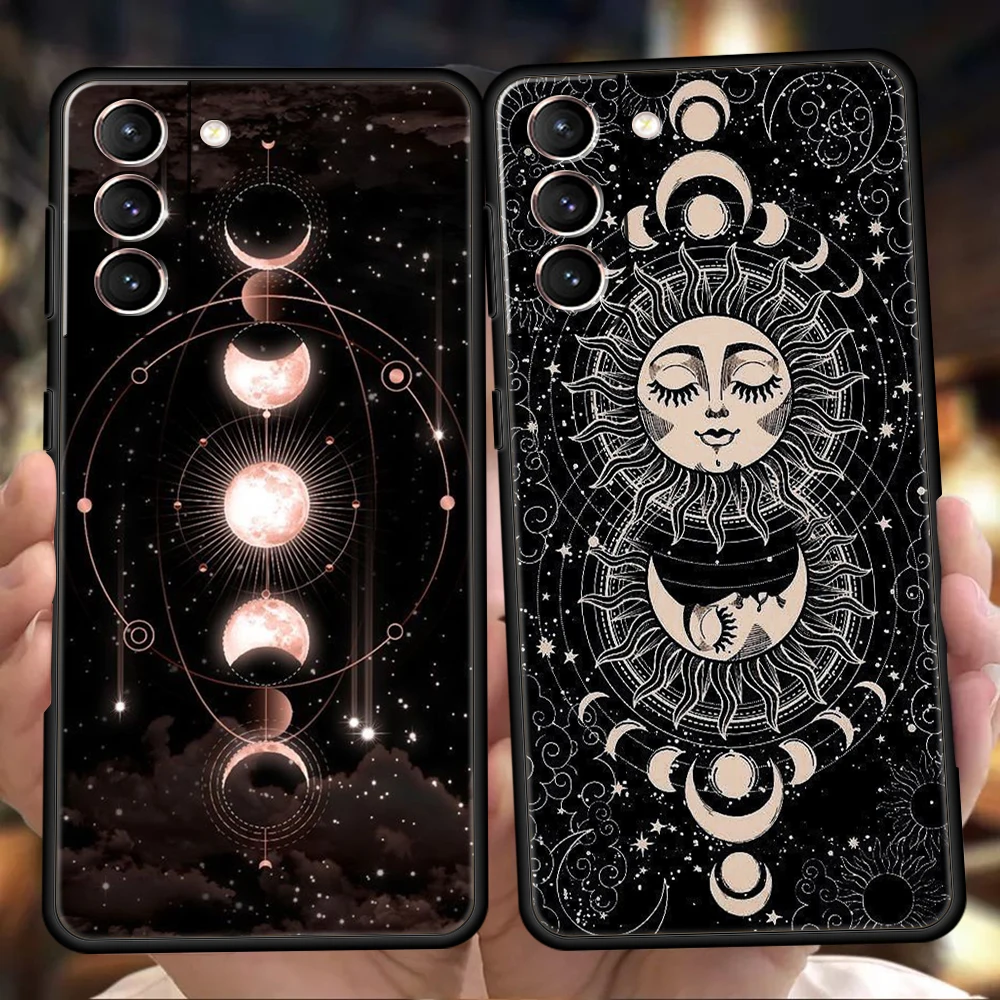 Suns Moons Clouds Astrological Case for Samsung Galaxy S24 S23 S22 S20 S21 FE Ultra S24 S23 S10 S10E S9 S8 Plus 5G Phone Cover