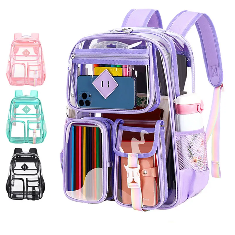 

New Transparent Backpack PVC Large Capacity Backpack Waterproof Backpack Outdoor Fitness Sports Visual Backpack Schoolbag