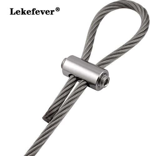 Imagen 2 del producto Abrazadera de cuerda de alambre de 2/3mm, Clip de Cable de acero inoxidable, tornillo ajustable, accesorio de Metal de cobre, accesorios de fijación, 10 Uds.