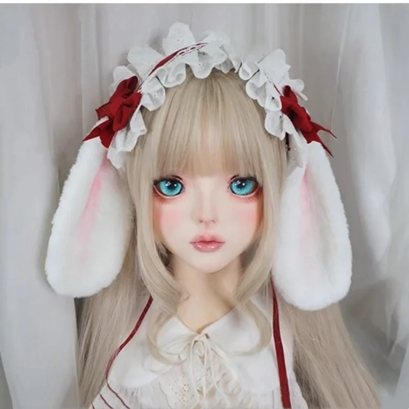 New Original Handmade Harajuku Strawberry Headpiece Lolita Japanese Sweet Bow Rabbit Ears KC Headband Maid Cute Hair Accessory